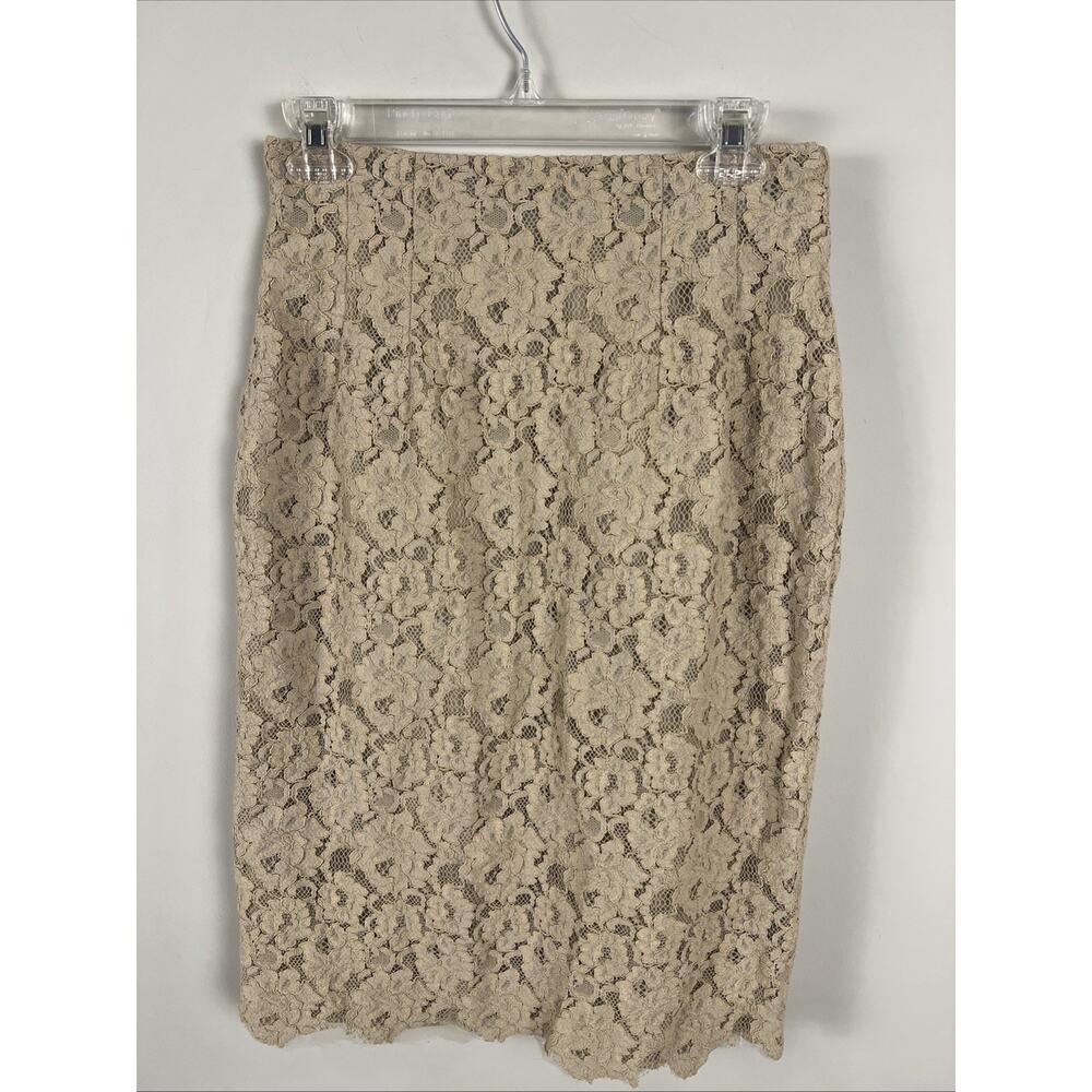 Worth Lace‎ Pencil Skirt Midi Nude Size 6 Boho Chic Classy Timeless Upscale